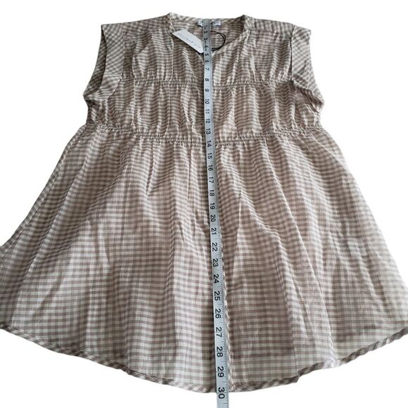 Current Air Brown Gingham Folded Sleeve Hem Button Down Top  XSMALL NWT - Picture 11 of 14